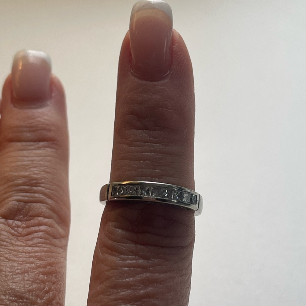 White Gold Diamond Ring with Princess Cut Diamonds